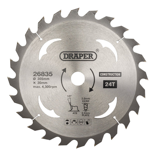 Draper Tct Saw Blade 305mm 24T Cons SBC8