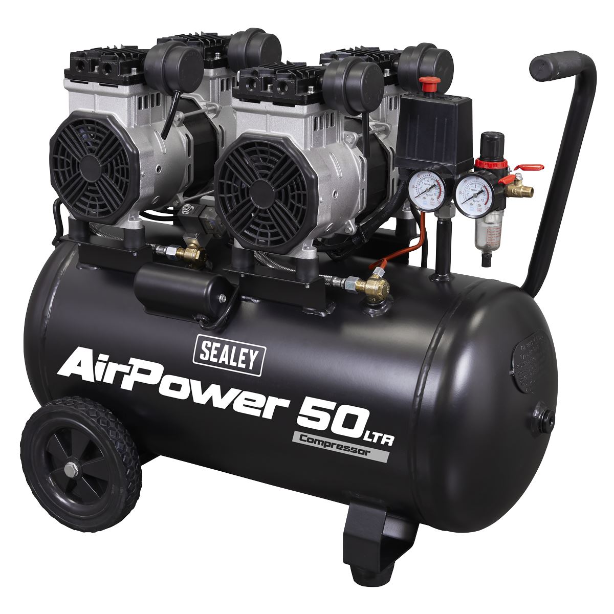 Sealey 50L Low Noise Oil Free Direct Drive Air Compressor 2 x 2hp SAC5001S