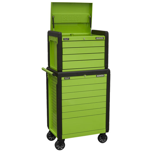 Sealey Topchest & Rollcab Combination 11 Drawer Push-To-Open Hi-Vis Green APPDSTACKG