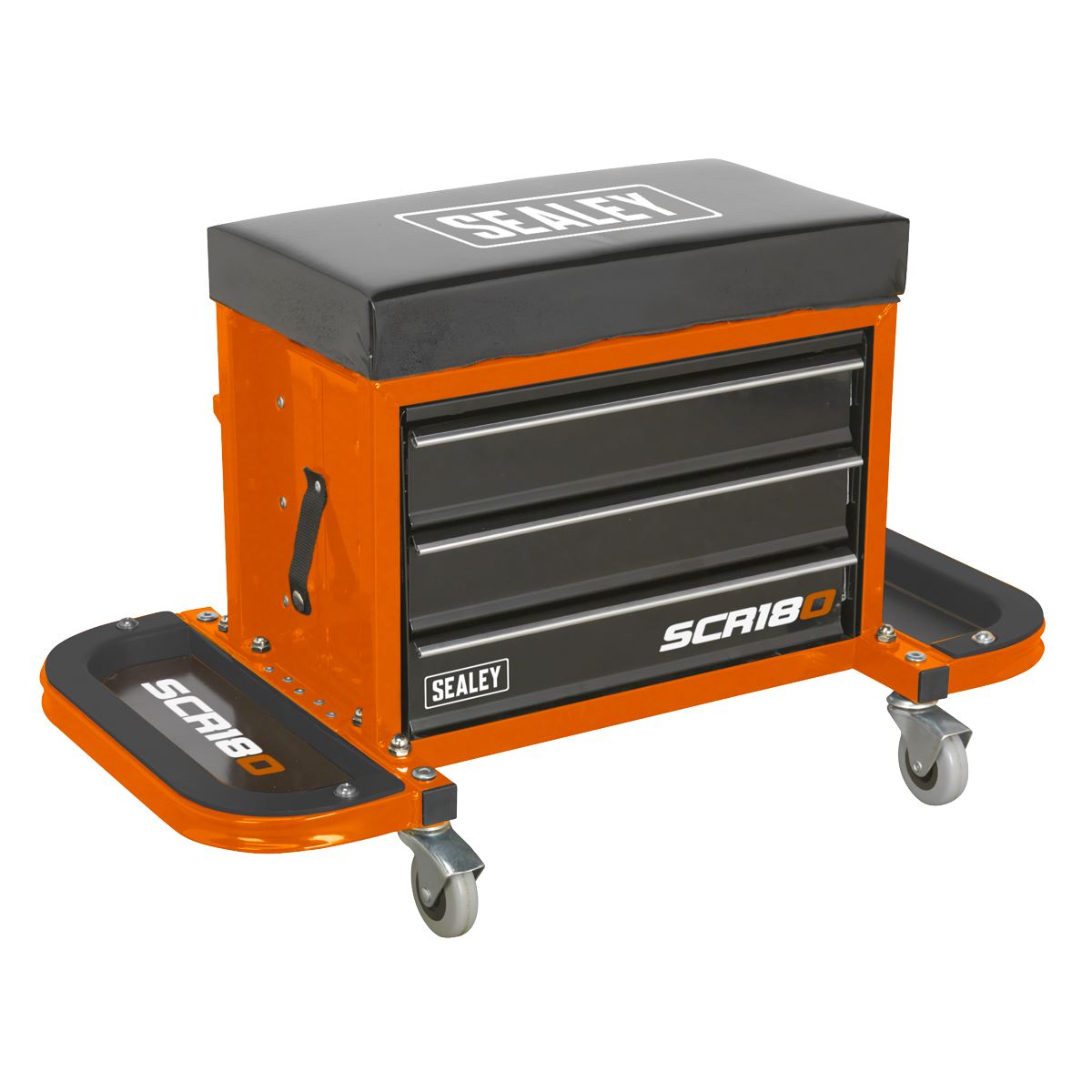 Sealey Mechanic's Utility Seat & Toolbox - Orange SCR18O