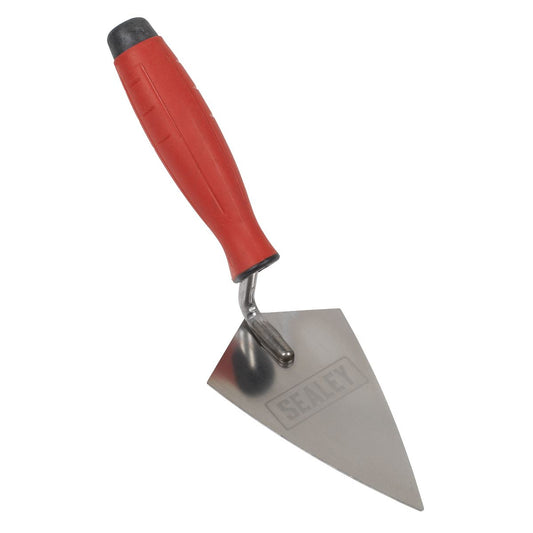 Sealey Stainless Steel Sharp Pointing Trowel - Rubber Handle - 140mm T1222