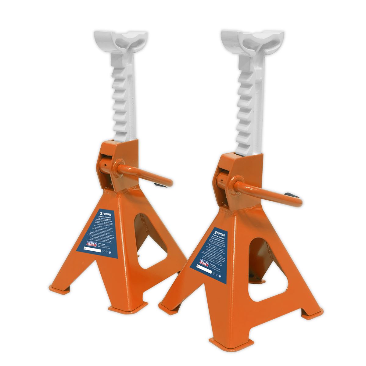 Sealey Axle Stands (Pair) 2 tonne per Stand Ratchet Type - Orange VS2002OR