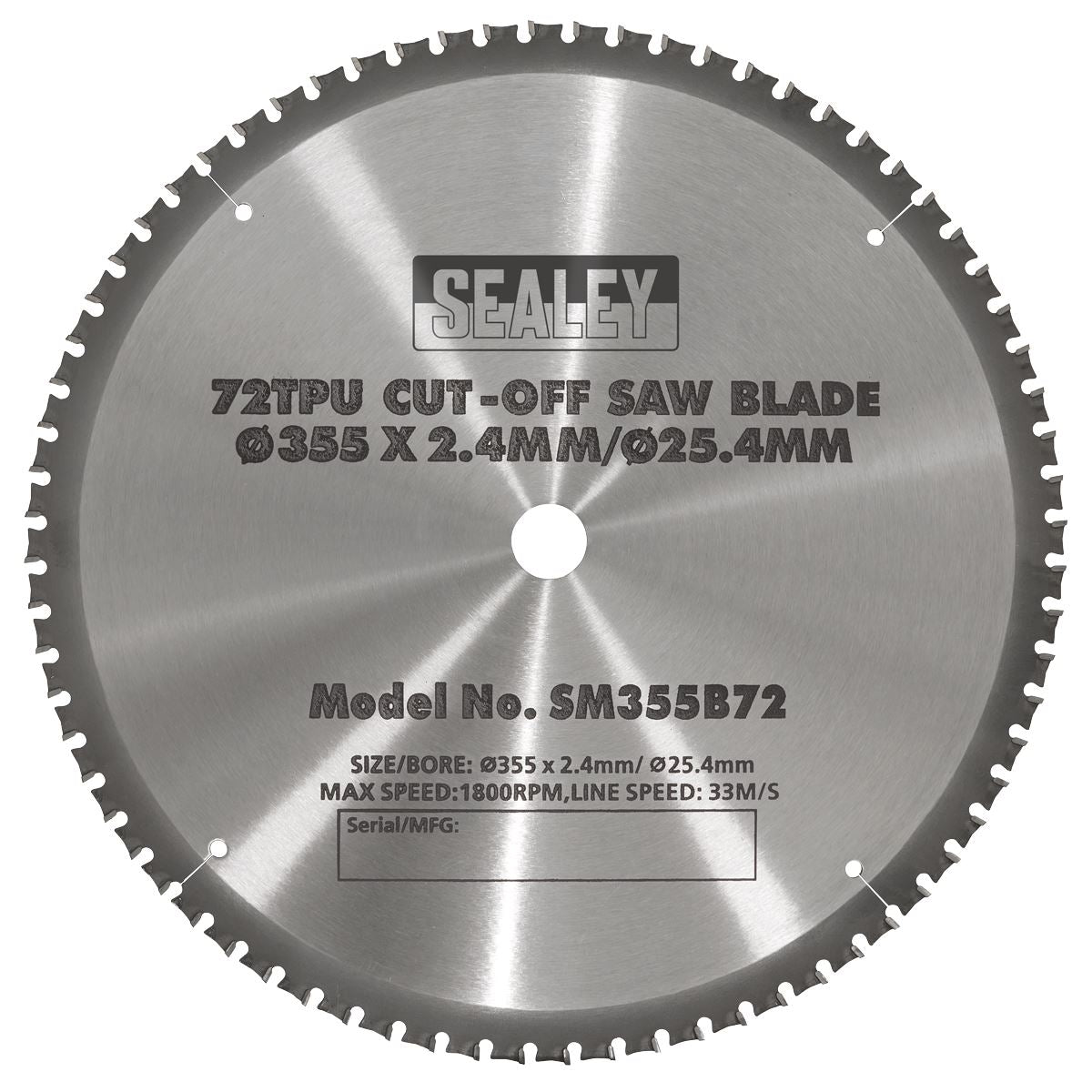 Sealey Cut-Off Saw Blade 355 x 2.4mm/25.4mm 72tpu SM355B72