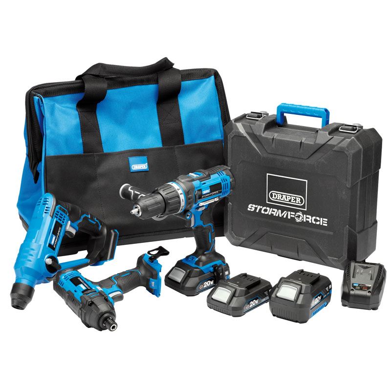 Draper 40449 Storm Force 20V Cordless Fixing Kit Power Tool Set Bundle