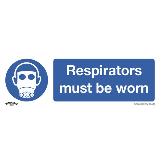 Worksafe Mandatory Safety Sign - Respirators Must Be Worn - Rigid Plastic SS56P1