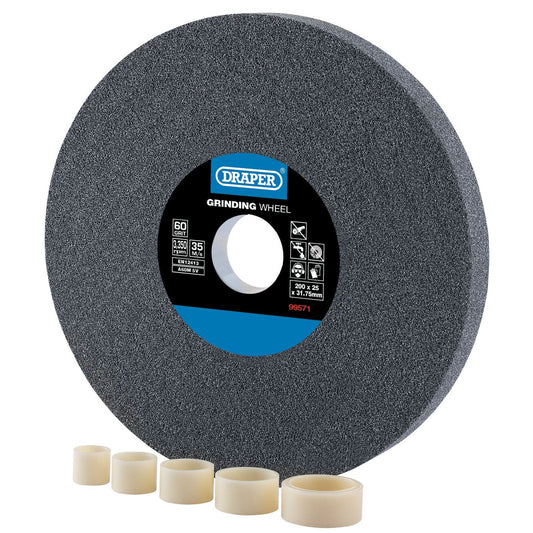 Draper Aluminium Oxide Bench Grinding Wheel 60G (200mm x 25mm) - 99571