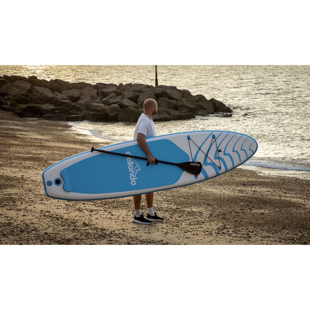 Dellonda Inflatable Stand Up Paddle Board 10'6" - Blue/White DL152