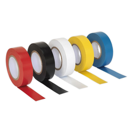 Sealey PVC Insulating Tape 19mm x 20m Mixed Colours Pack of 10 ITMIX10