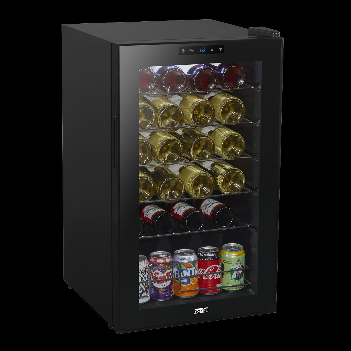 Baridi 24 Bottle Wine Cooler Fridge, Digital Touch Screen Controls, Black