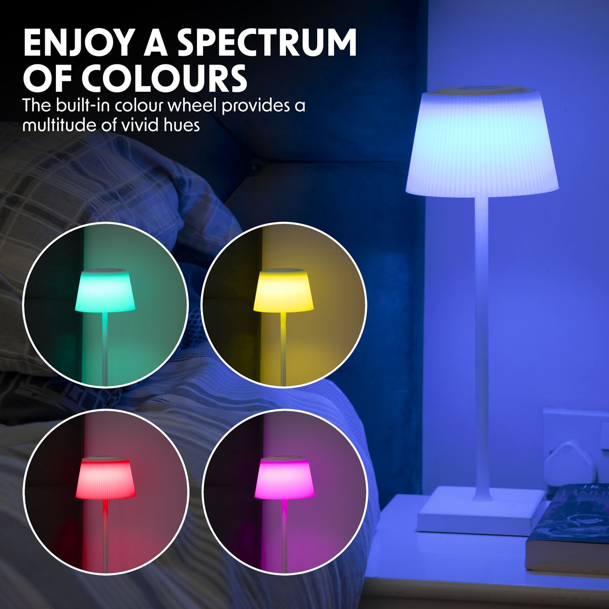 Sealey Dellonda Rechargeable Table Lamp for Home Office Restaurant RGB Colours DH213