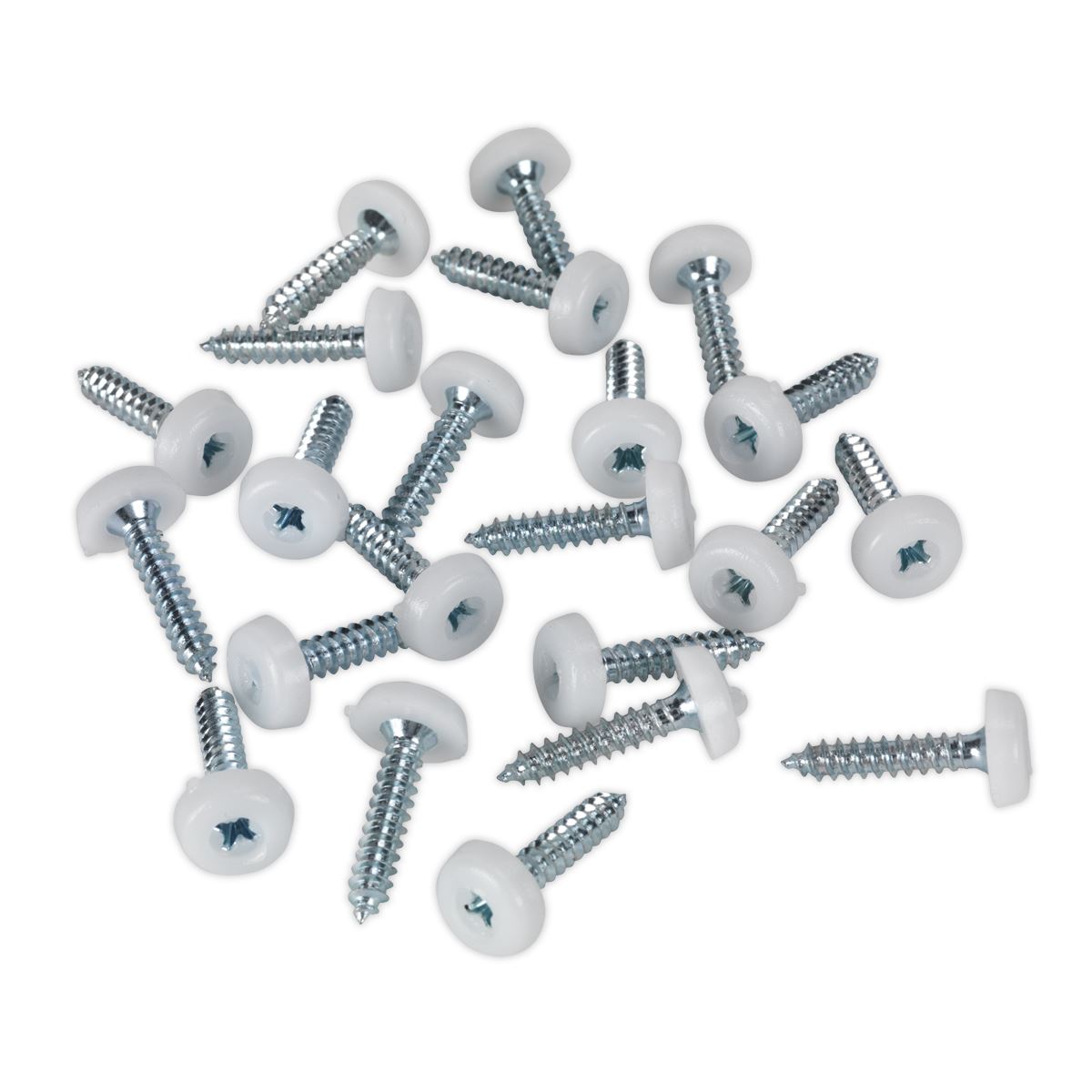 Sealey Numberplate Screw Plastic Head 4.8 x 24mm White Pack of 50 PTNP5