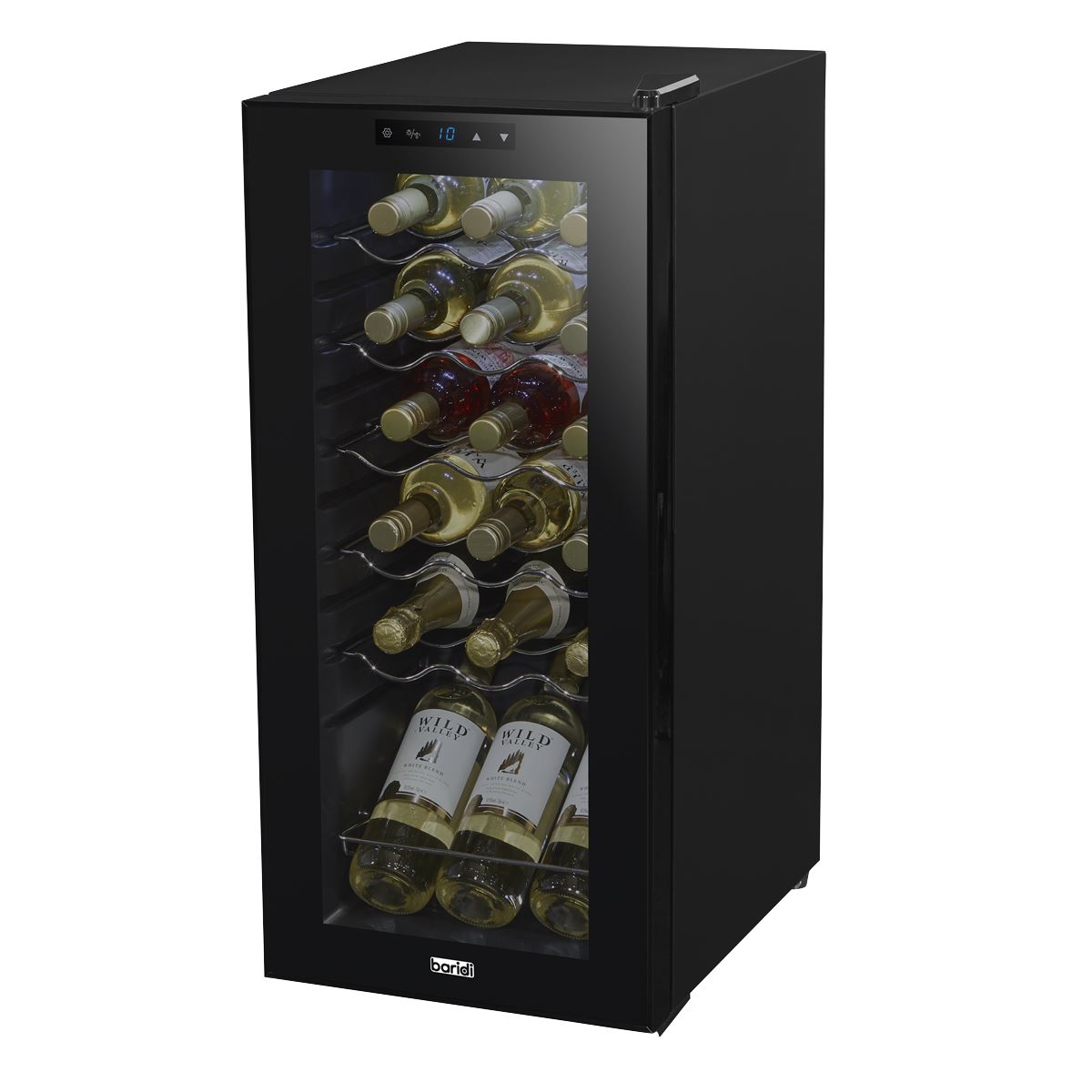 Sealey Baridi 18 Bottle Wine Fridge with Digital Touchscreen Controls & LED Light, Black DH6