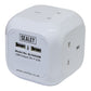 Sealey Extension Cable Cube 1.4m 4 x 230V & 2 x USB Sockets-White EL144USB