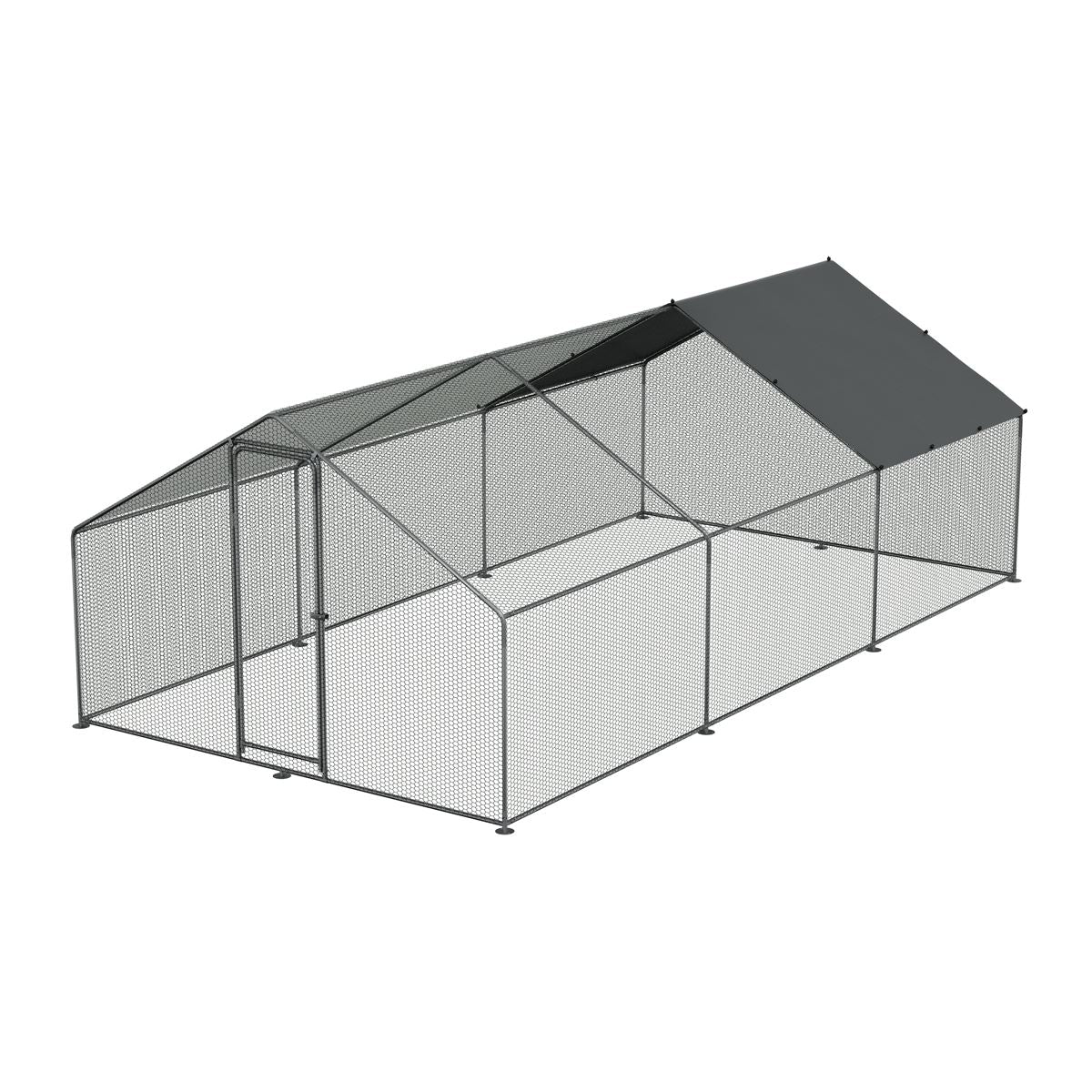 Dellonda 3x6x2m Walk-In Chicken Run, Galvanized Steel, Roof Cover, PVC Coated Chicken Wire DG280