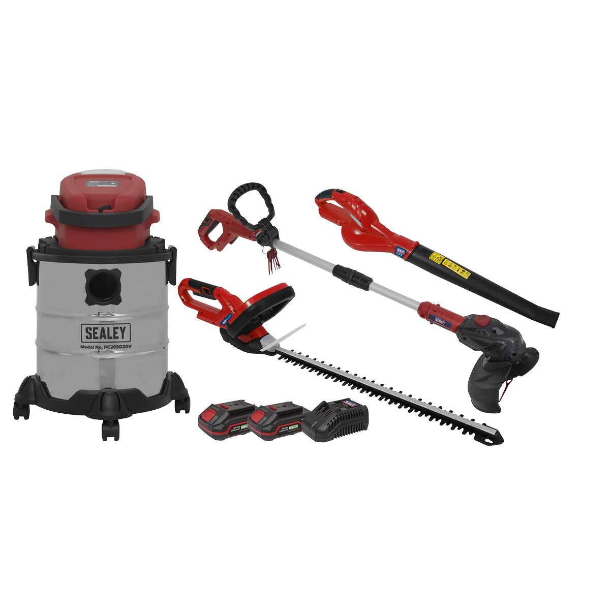 Sealey 4 x 20V SV20 Series Cordless Garden Power Tool Combo Kit - 2 Batteries CP20VCOMBO3