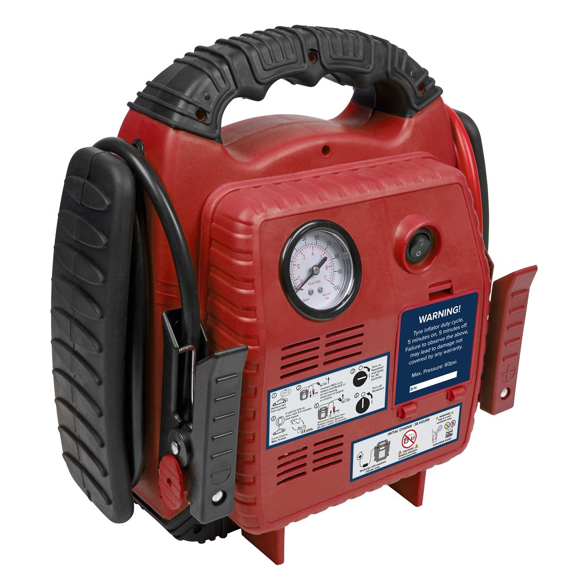 Sealey RoadStart Emergency Jump Starter with Compressor 12V 900A RS132