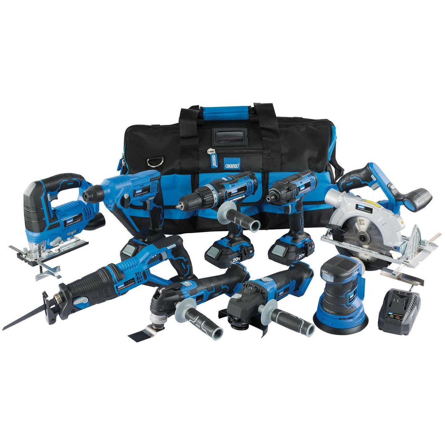 Draper 17763 Storm Force 20volt 9 Piece Cordless Power Tool Kit 3 x Batteries