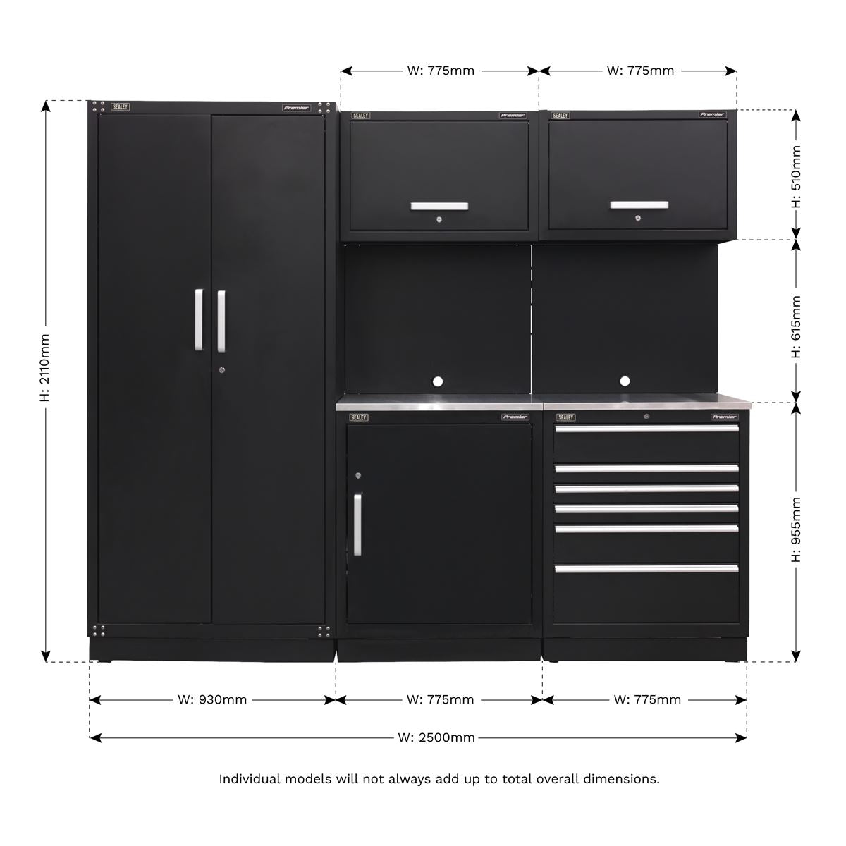 Sealey Premier 2.5m Storage System - Stainless Worktop APMSCOMBO1SS