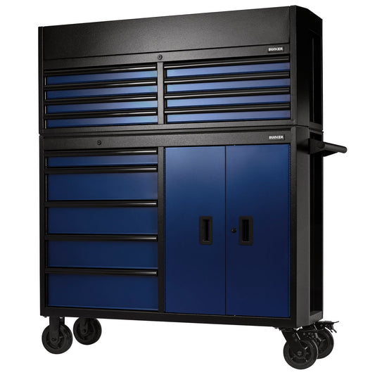 Draper Bunker Combined Roller Cabinet and Tool Chest, 13 Drawer, 52" Blue 24254