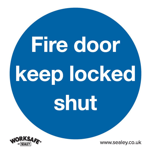 Sealey Safety Sign - Fire Door Keep Locked Shut- Plastic - Pk of 10 SS4P10