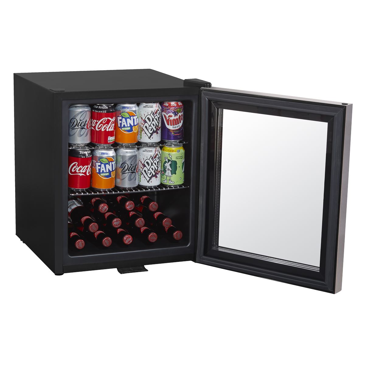 Baridi 50L Tabletop Drinks Fridge, Mini Beer Cooler, Glass Door, Stainless Steel DH75