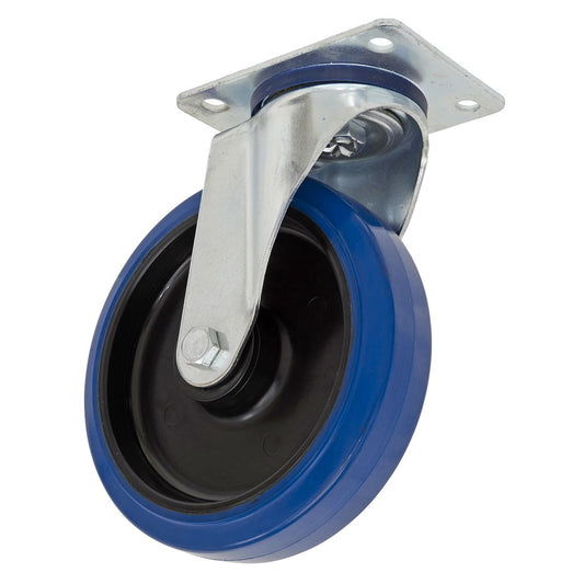 Sealey Heavy-Duty Blue Elastic Rubber Swivel Castor Wheel 100mm SCW3100SPEM