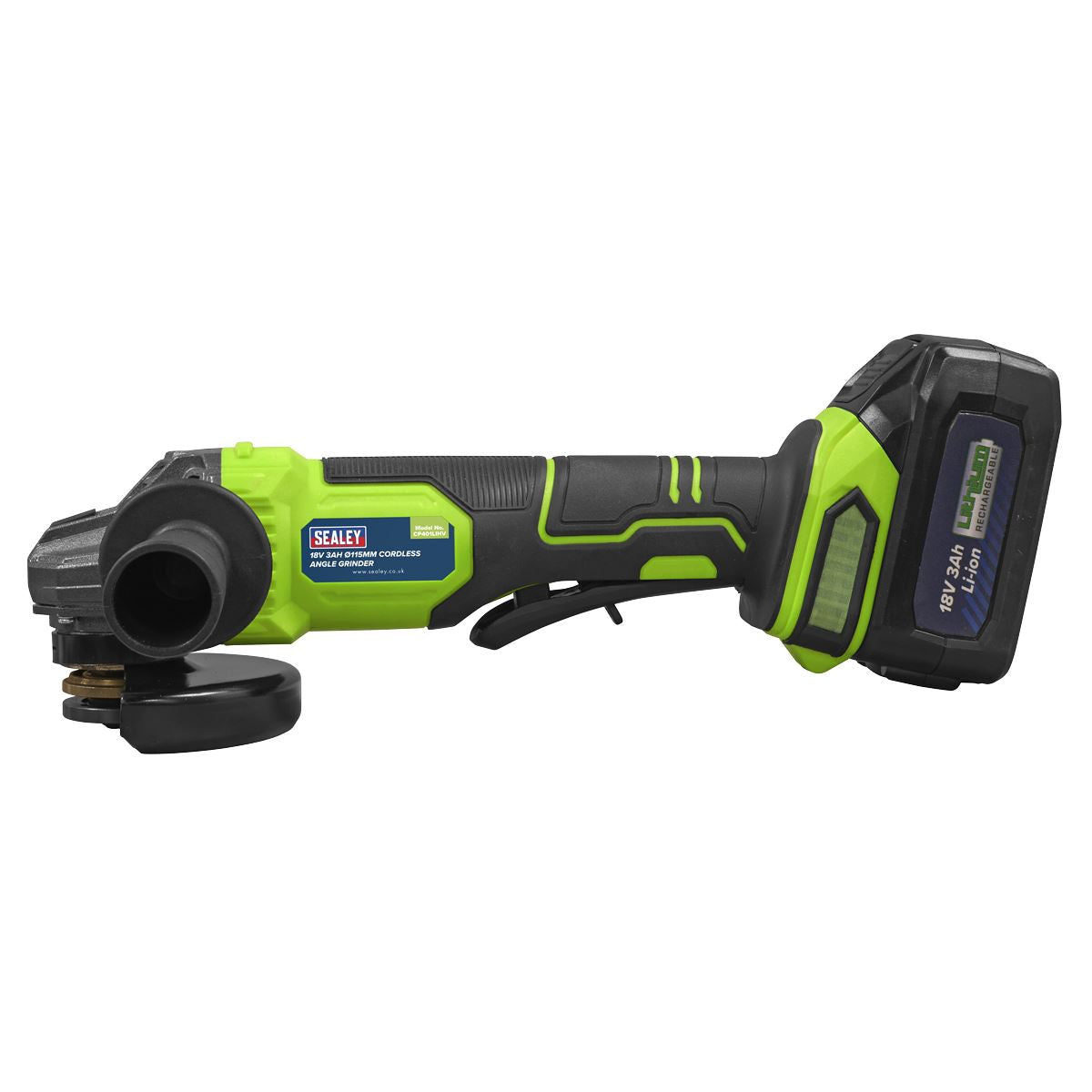 Sealey 18V 3Ah 115mm Cordless Angle Grinder - Green CP401LIHV