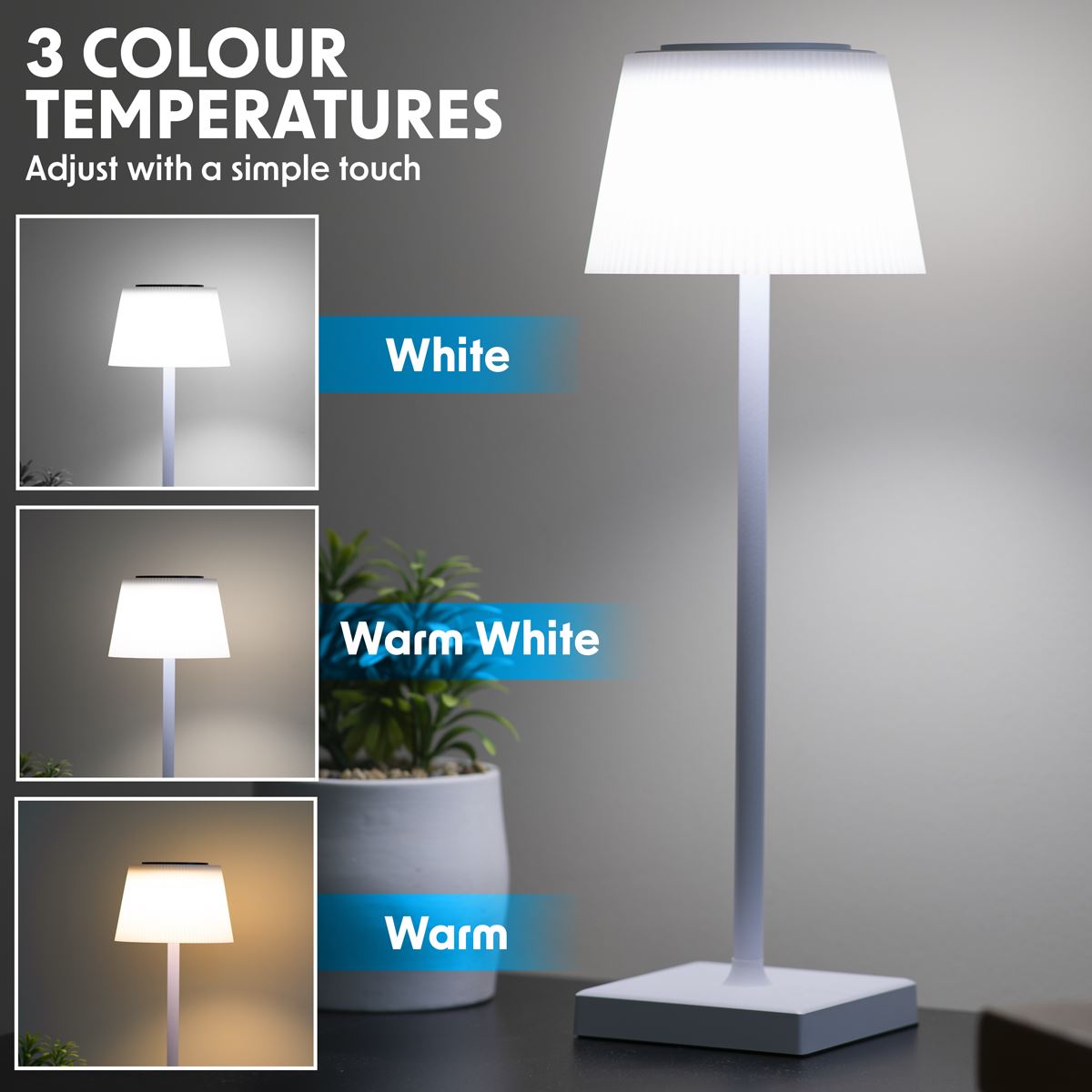 Sealey Dellonda Rechargeable Table Lamp for Home Office Restaurant RGB Colours DH213