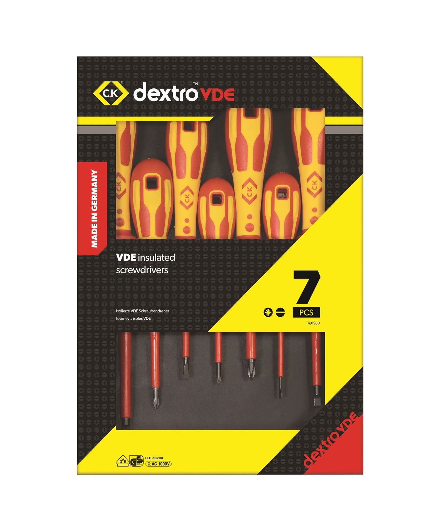 CK Tools DextroVDE Screwdriver Set of 7 PZ/SL T49193D