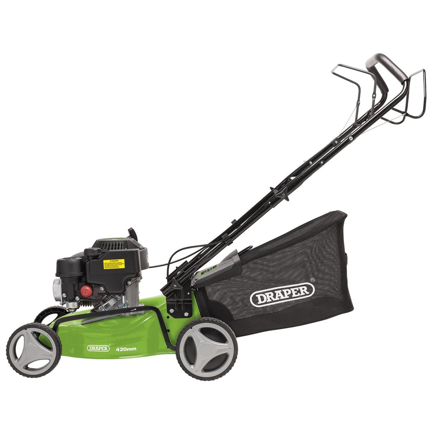 Draper Steel Deck Petrol Lawn Mower, 420mm, 132cc/3.3HP LMP410SP (8671) - 08671