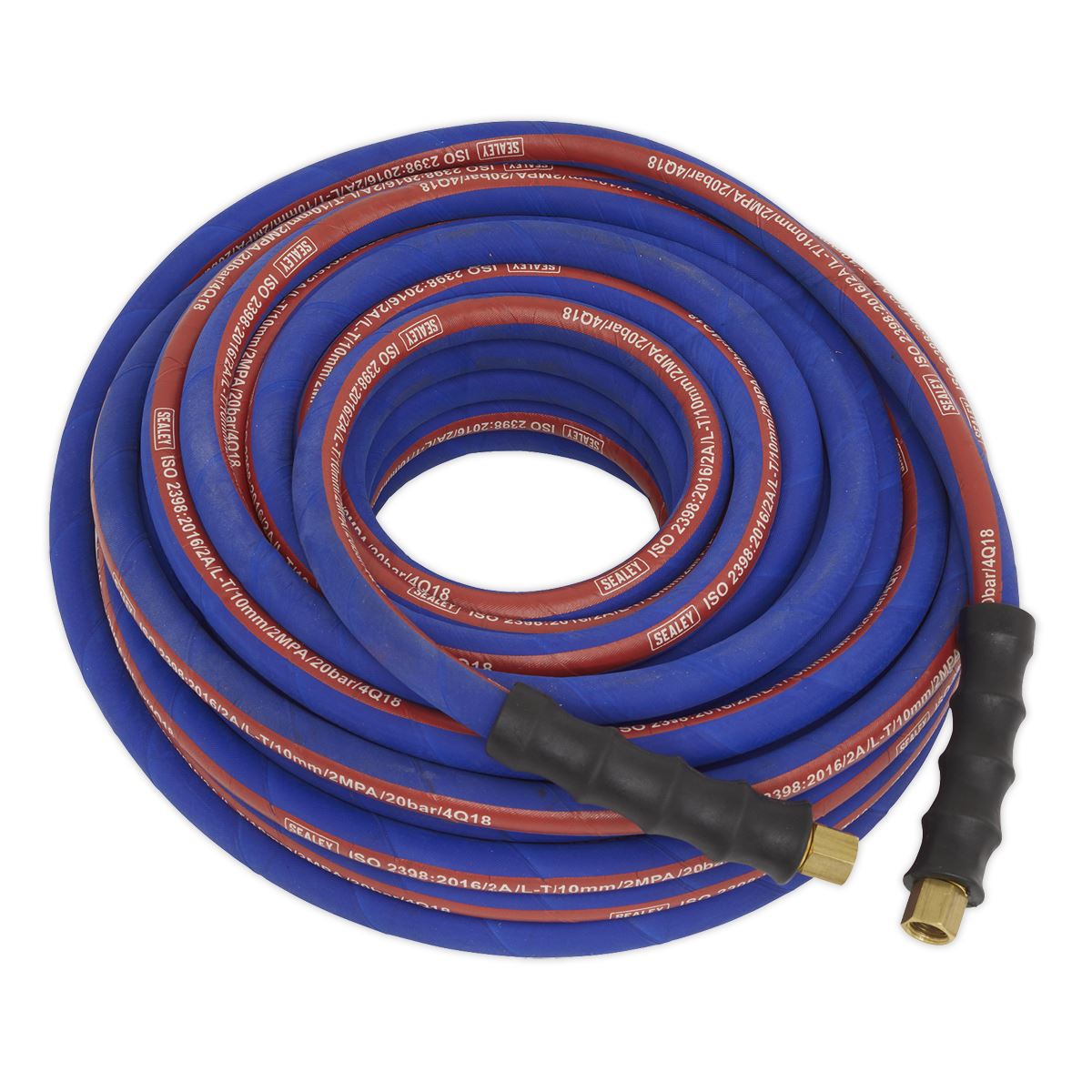 Sealey Air Hose 20m x 10mm with 1/4"BSP Unions Extra-Heavy-Duty AH20R/38