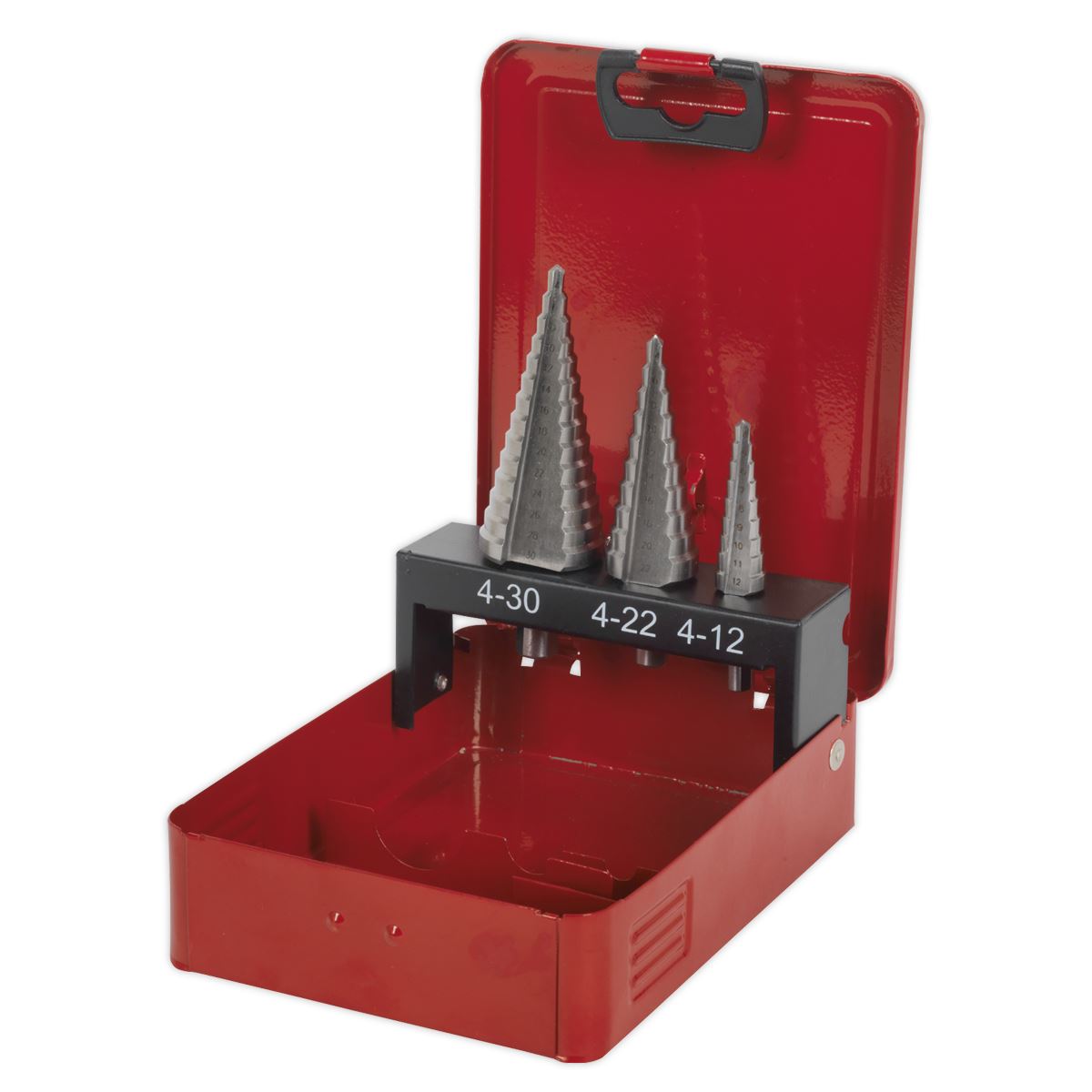 Sealey HSS M2 Step Drill Bit Set 3pc Double Flute AK4733