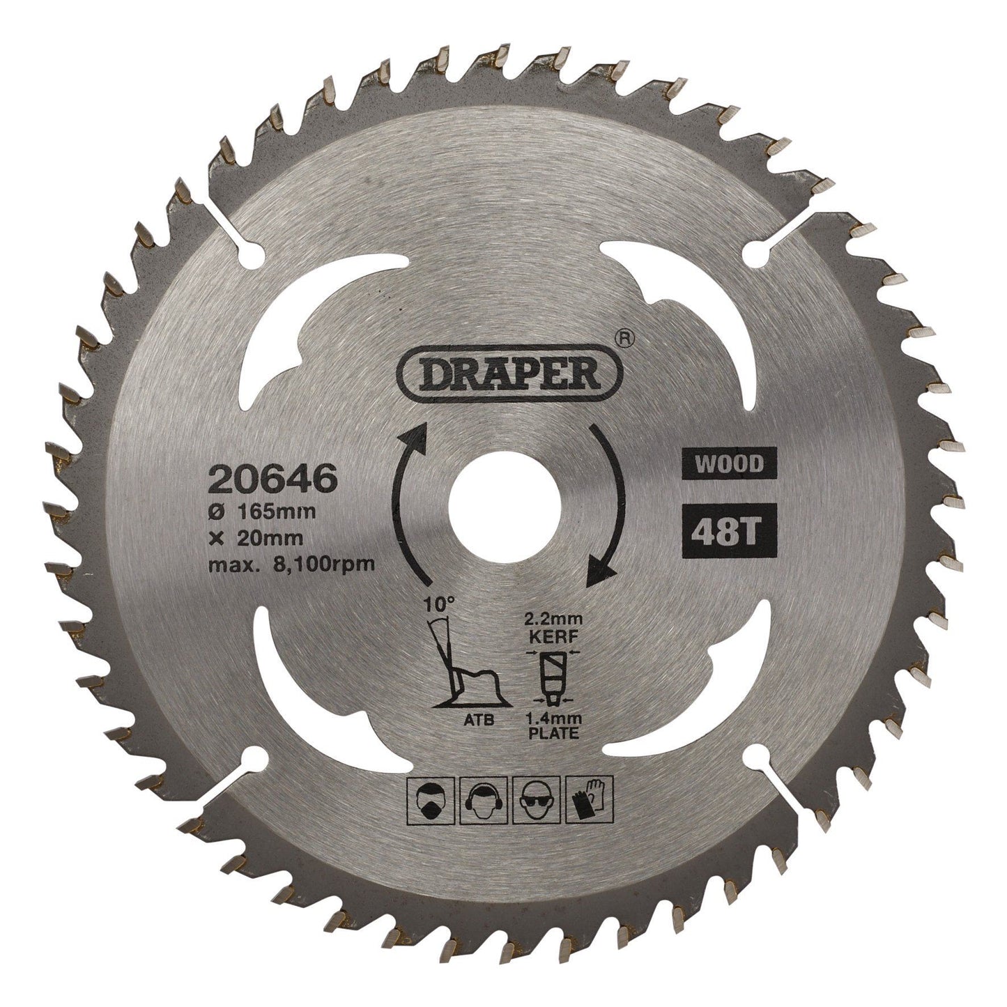 Draper Tct Saw Blade 165mm 48T Wood SBW2