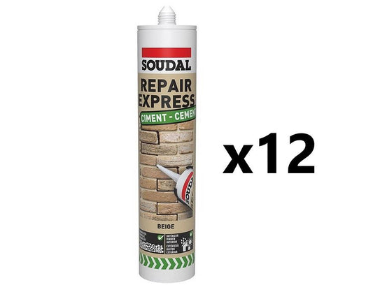 Soudal 12x Repair Express Cement - BEIGE (290ml)