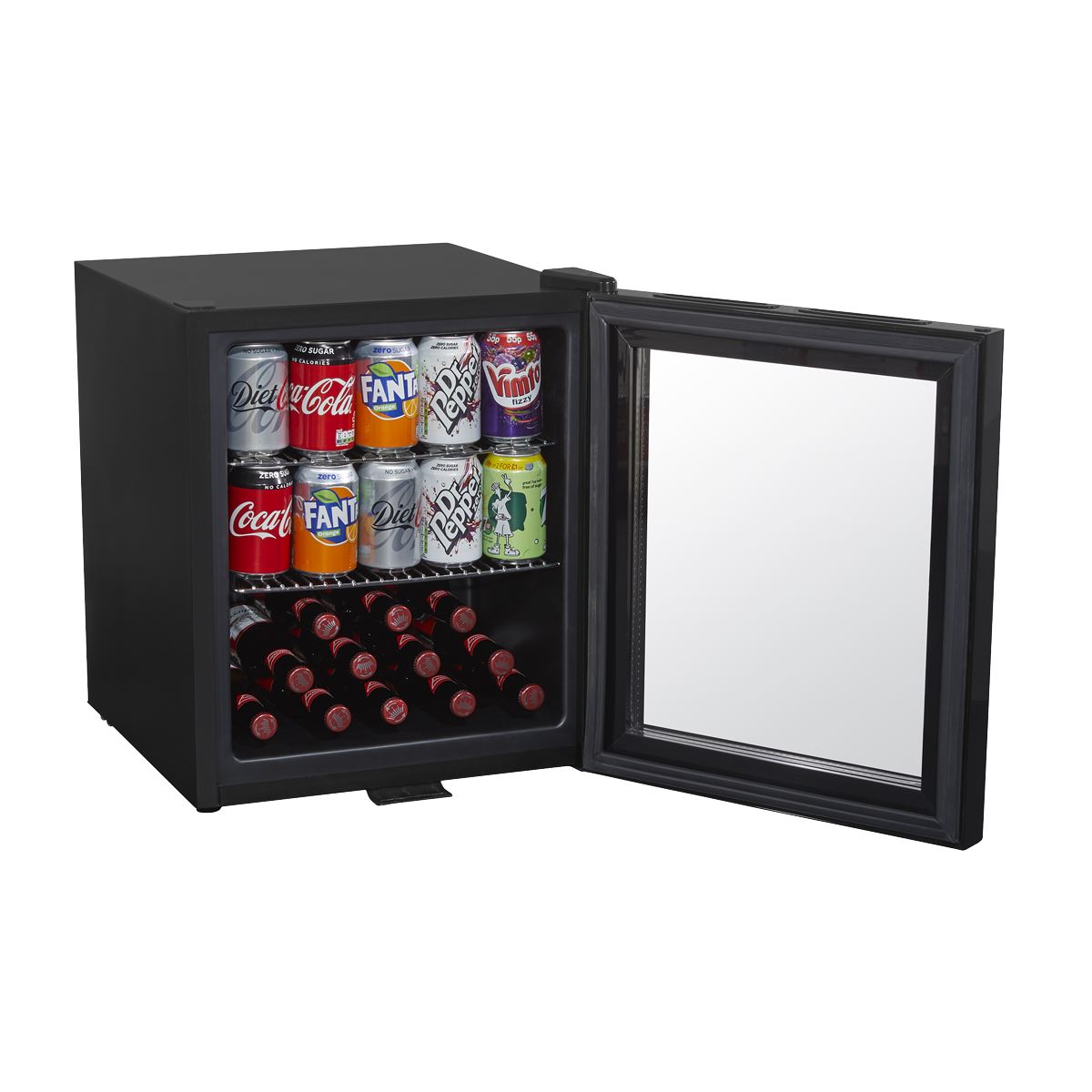 Baridi 50L Table Top Beer & Drinks Mini Fridge with Light 3-10�C - Black & Glass DH12