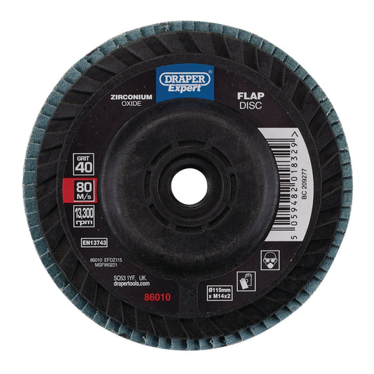 Draper 115mm Flap Disc 40G Zr EFDZ115