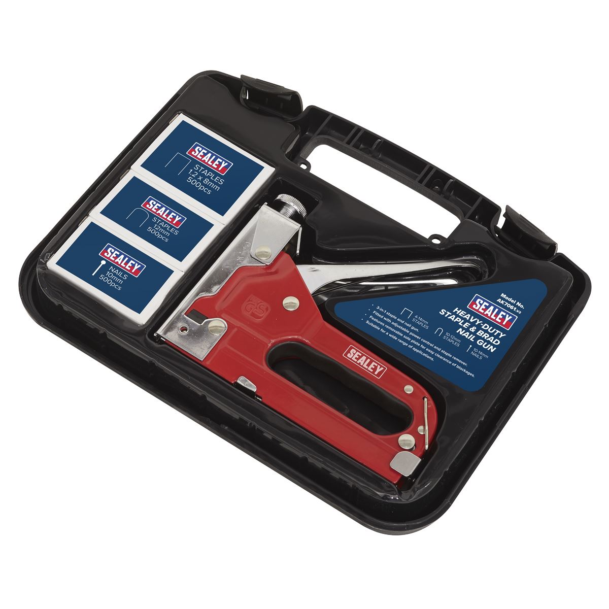 Sealey Staple & Brad Nail Gun Heavy-Duty 4-14mm AK7061