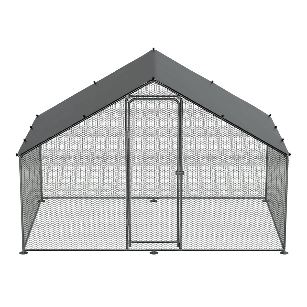 Dellonda 3x2x2m Walk-In Chicken Run, Galvanized Steel, Roof Cover, PVC Coated Chicken Wire DG278