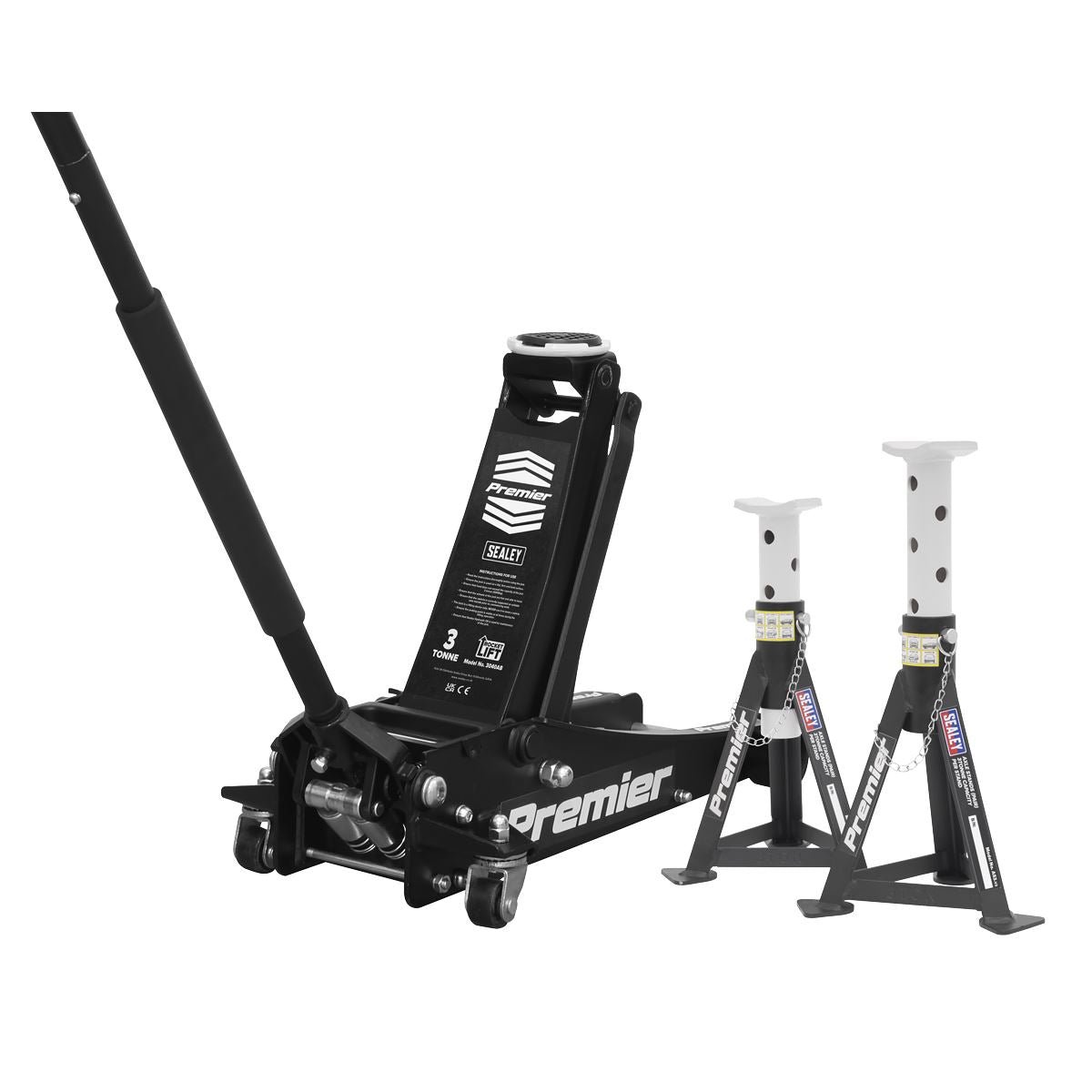 Premier Trolley Jack 3t & Axle Stands (Pair) 3t per Stand Combo 3040ABCOMBO