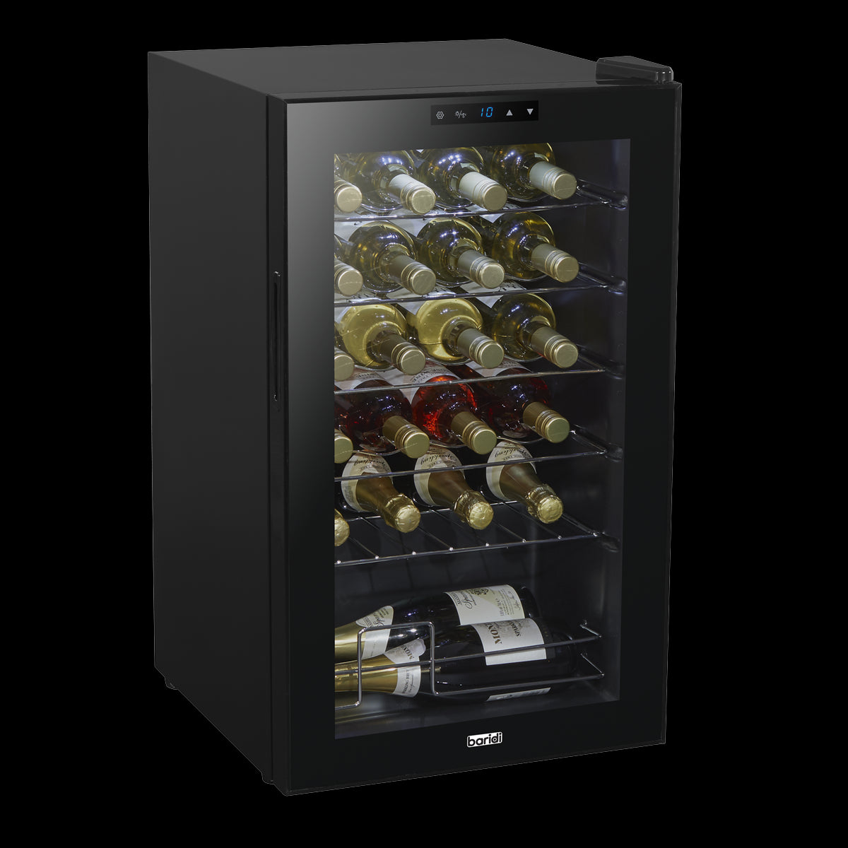 Baridi 24 Bottle Wine Cooler Fridge, Digital Touch Screen Controls, Black