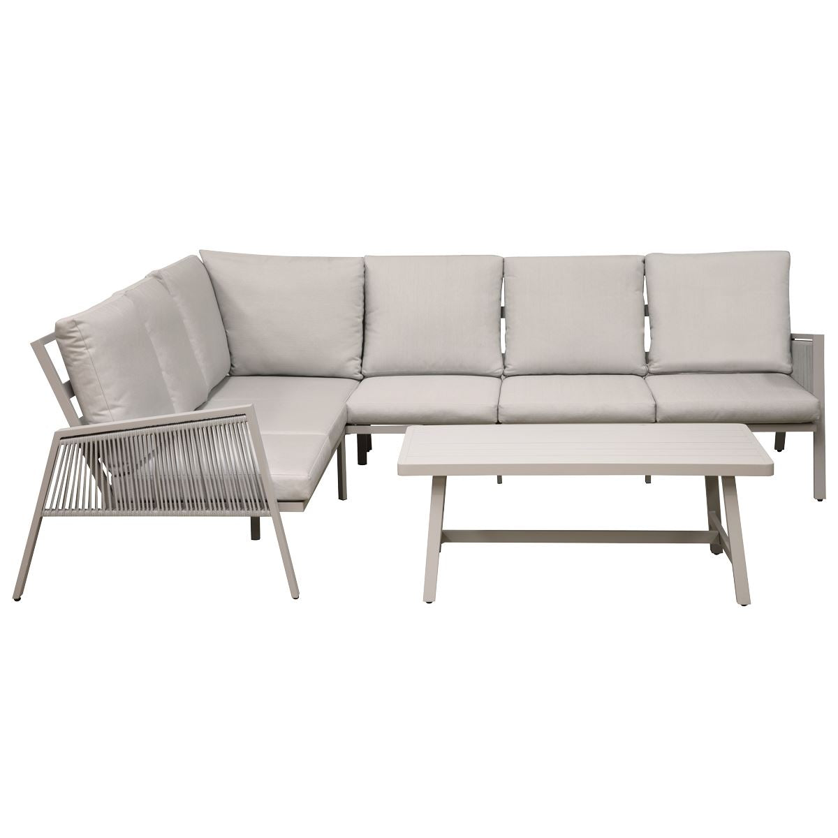 Dellonda Fusion 4 Piece Outdoor Garden Corner Sofa & Coffee Table Set, Aluminium DG57