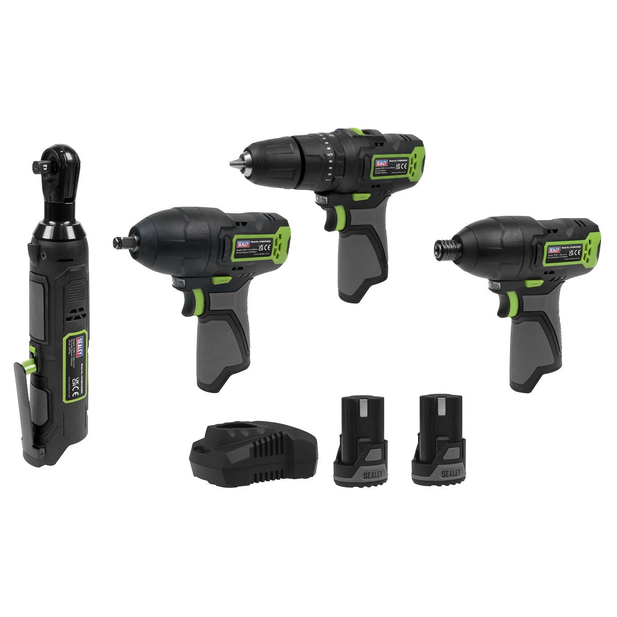 Sealey 4 x 10.8V SV10.8 Series Cordless Combo Kit - 2 Batteries & Euro Plug CP108VCOMBO2EU