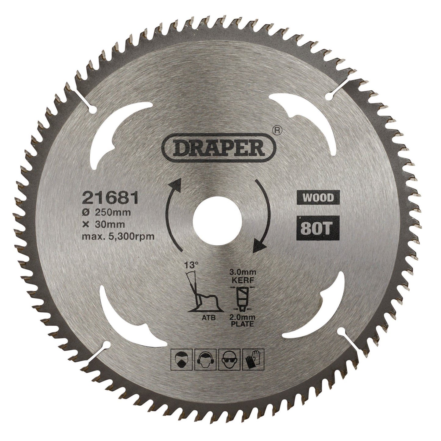 Draper Tct Saw Blade 250mm 80T Wood SBW13