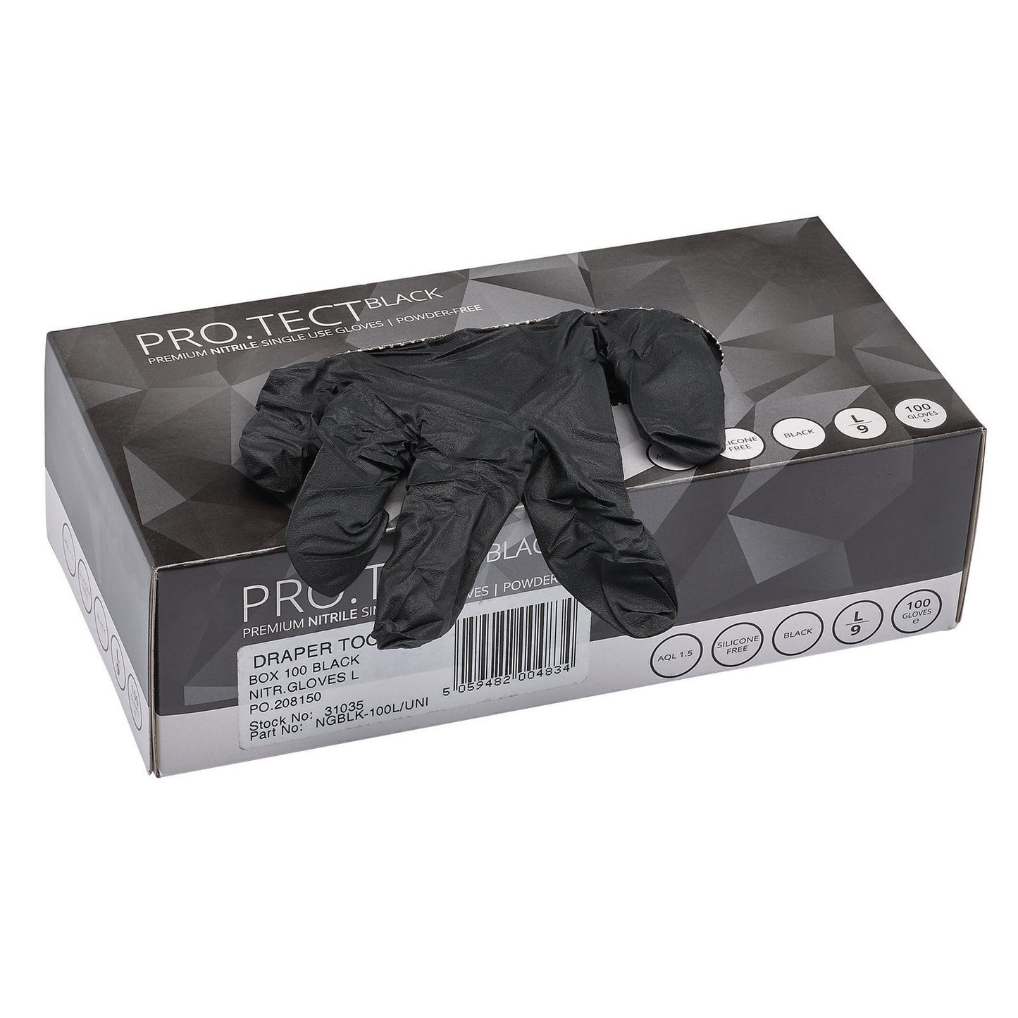 Draper Large Black Nitrile Gloves (Box of 100) -No. 31035