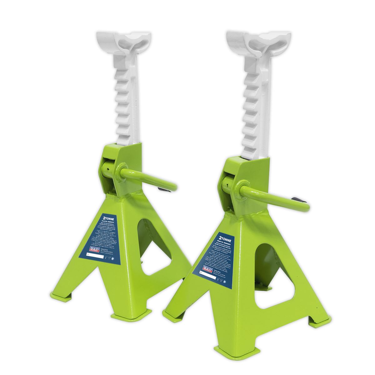 Sealey Axle Stands (Pair) 2 tonne per Stand Ratchet Type Hi-Vis Grn VS2002HV