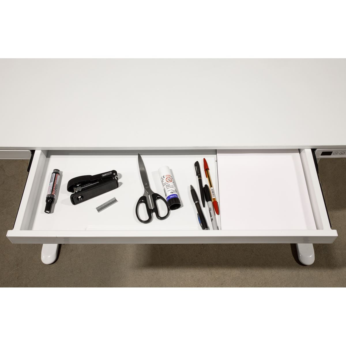 Sealey Dellonda White Electric Adjustable Standing Desk with USB & Drawer, 1200 x 600mm DH54