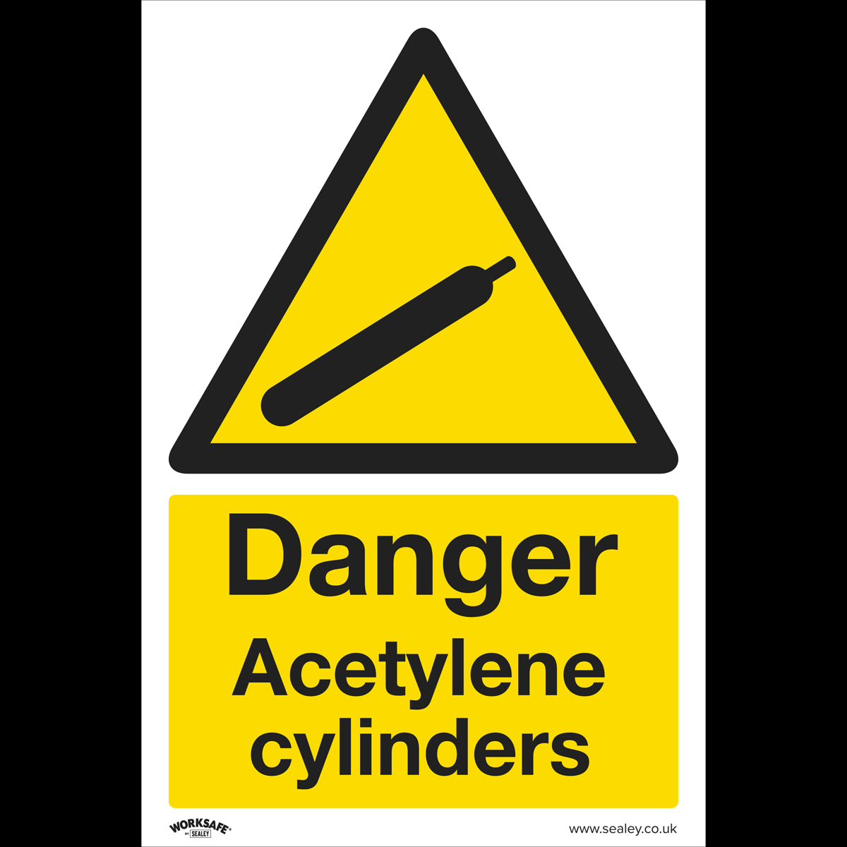 Worksafe Warning Safety Sign - Danger Acetylene Cylinders - Rigid Plastic SS63P1