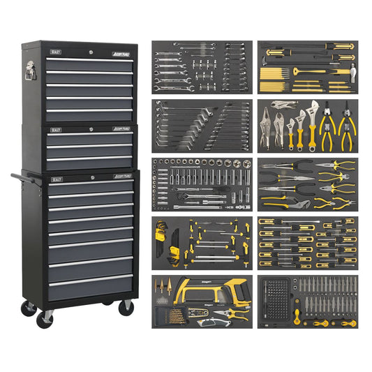 Sealey Tool Chest Combo 16 Drawer - Black/Grey & 420pc Tool Kit AP35TBCOMBO