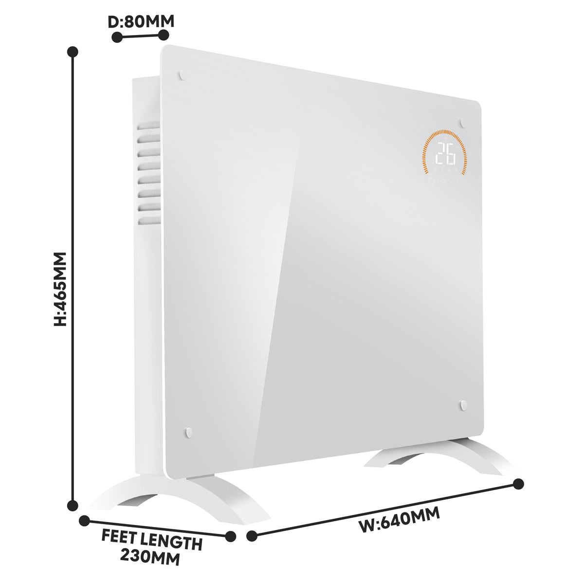 Baridi Electric Glass Panel Heater, 1500W, Thermostat Controlled 24Hr 7 Day Timer, Wi-Fi Enabled, Remote Control, White - DH138 DH138