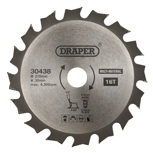 Draper Tct Saw Blade 210mm 16T Multi SBM5